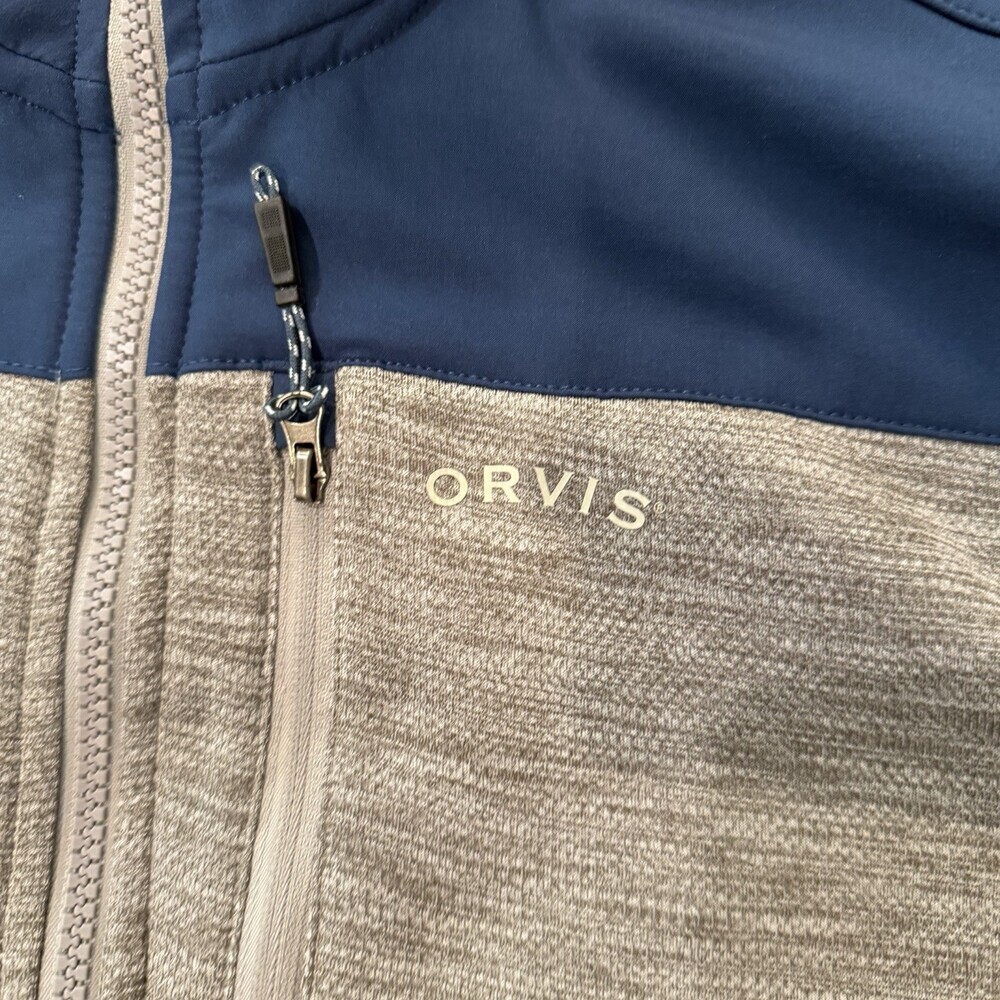 Mens Orvis Bonded Mesh Full Zip Jacket - Light Gray & Blue - Sz. M Pockets - Picture 4 of 13